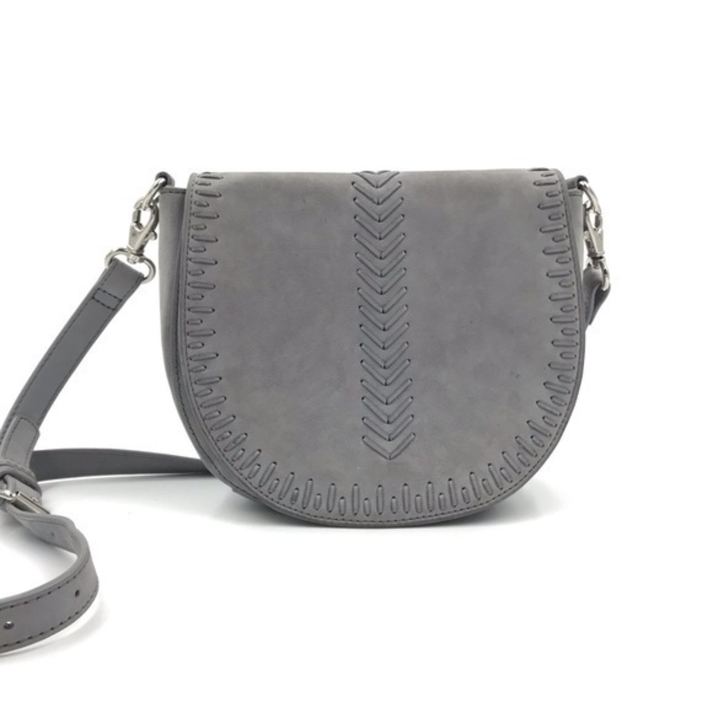 B-Low the Belt Gray Leather Crossbody Saddle Bag
